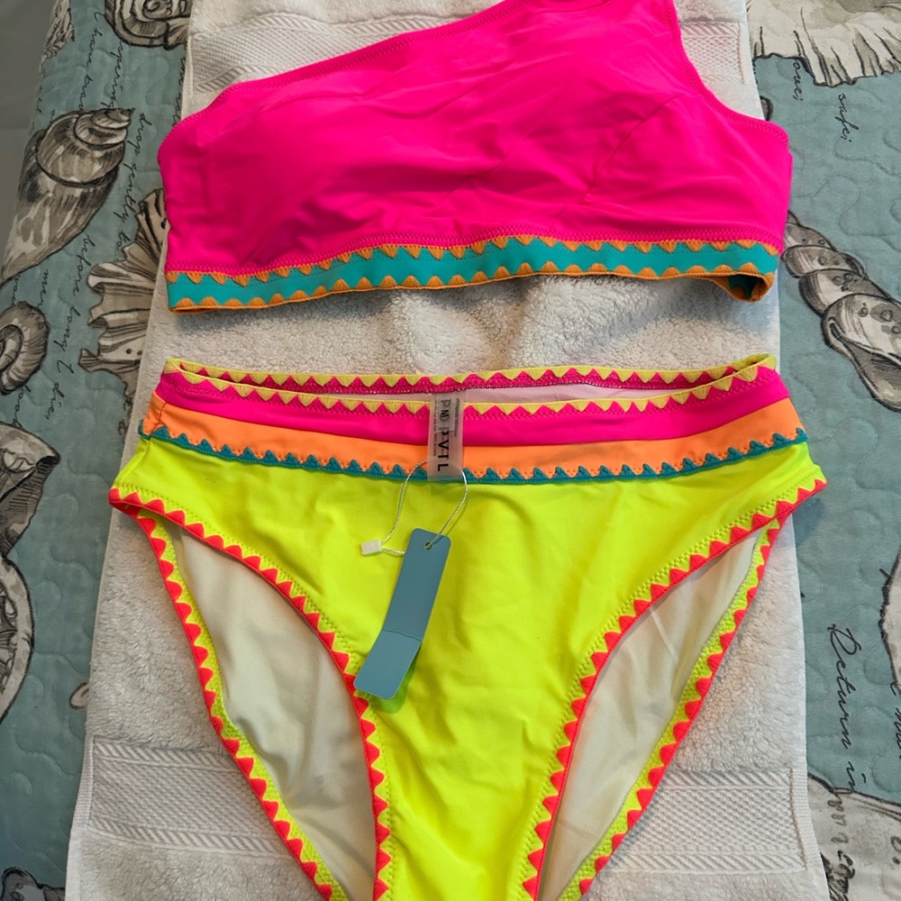 Vibrant Pink and Yellow Bikini Set